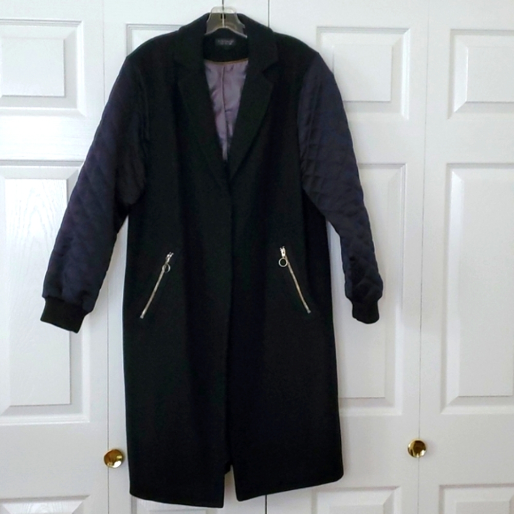 Topshop wool coat with cute quilted sleeves